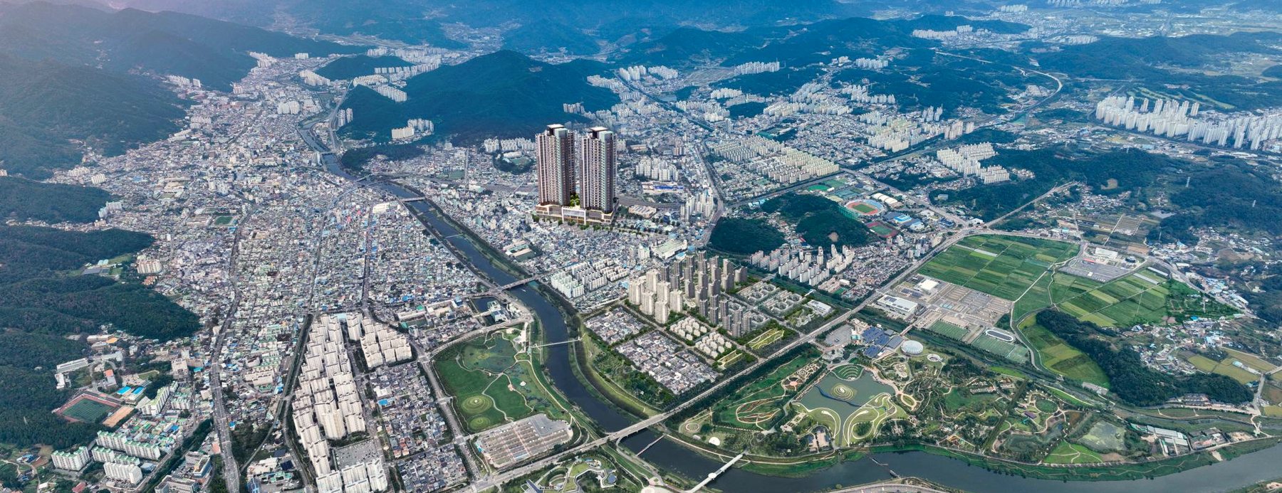 순천 도심과 순천 성원 상떼빌 전경